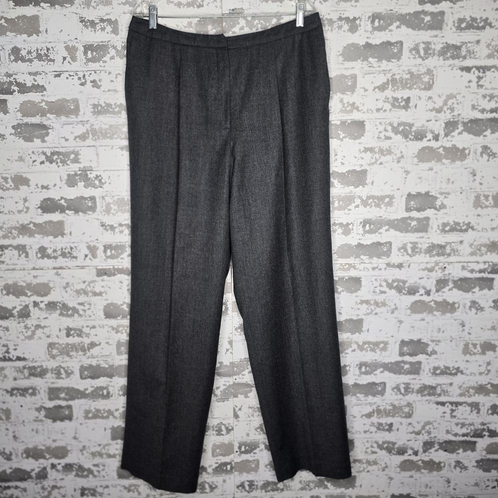 Talbots Dress Pants Womens 16 Long Gray 100% Italian Wool Straight Leg Lined